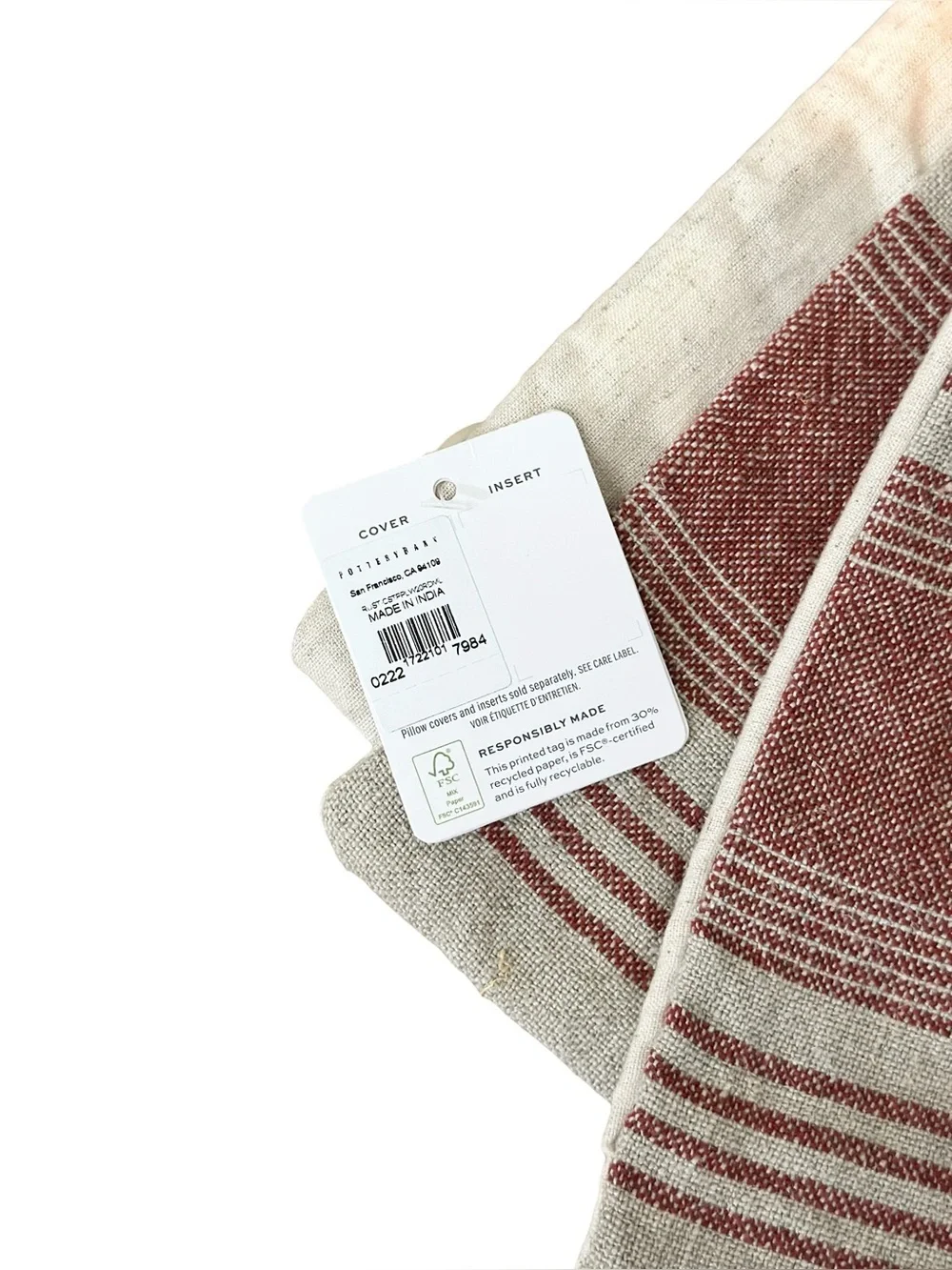 Pottery Barn Housse de Coussin  Single Throw Pillow Cover 20” x 20”RUST